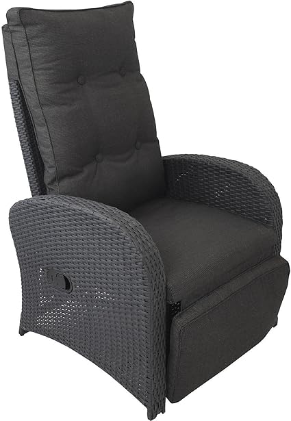 2 Stuck Polyrattan Gartensessel Rattansessel Rattanstuhl Relaxsessel Fernsehsessel Loungesessel Mit Fussteil Stufenlos Verstellbar Schwarz Auflage Schwarz Amazon De Kuche Haushalt