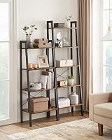 VASAGLE 5-Tier Ladder Shelf Industrial Bookcase Rustic Brown Black LLS45X view 3