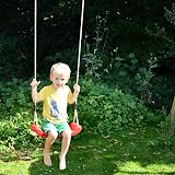 Garden Games Children’s Swing Seat with Safety Grip, Adjustable Ropes (Red) view 3
