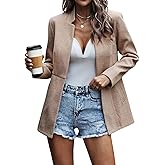 utcoco Womens Business Coat Open Front Blazer Long Sleeve Notch Stand Collar Work Office Dressy Jacket
