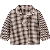 Seuyae Baby Girl Gingham Blouse Double Breasted Shirt Loose Fit for 12M-6X