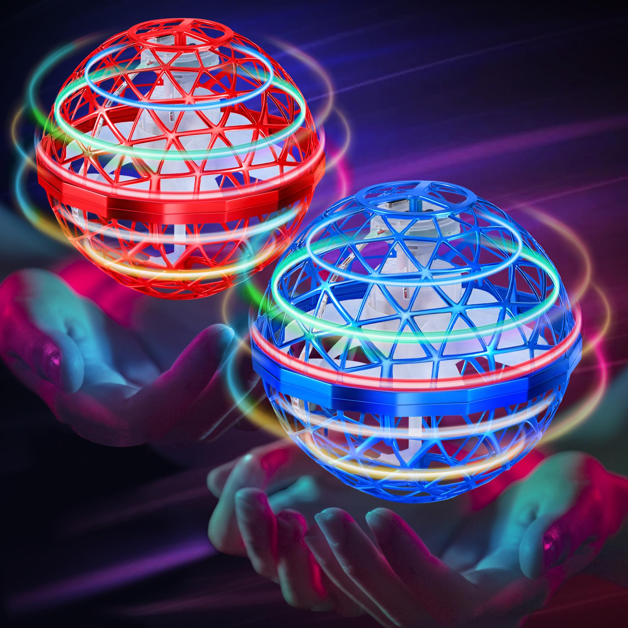 Photo 1 of Amiline 2 Packs Flying Orb Ball Toy 2025, Boomerang Hover Ball Cosmic Globe, Galaxy Flying Spinner for 6 7 8 9 10 11 12+ Year Old Kids Boys Girls Adult(Red&Blue)
