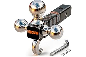ORCISH Trailer Hitch Tri-Ball Mount with Hook & Pin, Trailer Ball Size 1-7/8", 2" and 2-5/16", Fit 2 Inch Hitch Receiver, Max