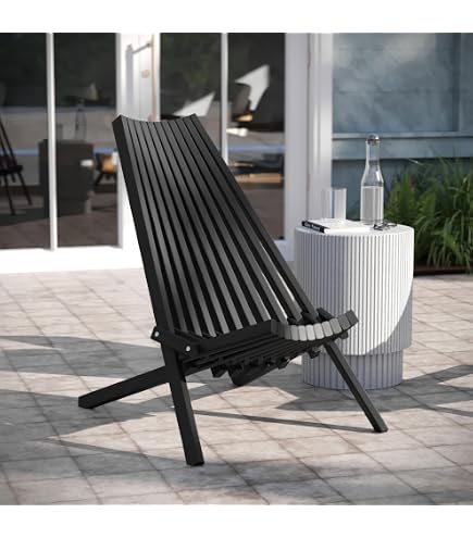 Amazon.com: EMMA + OLIVER Black Low Profile Acacia Wood Folding