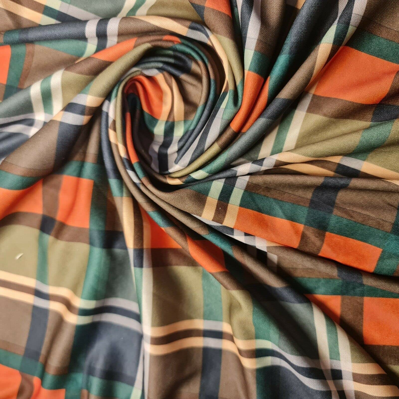 Tartan Checks Xmas Print Crepe ITY Jersey Fabric Dress Craft Stretch 58" Wide Sold by The Meter (Multi ITY)