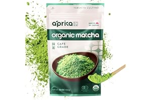 AprikaLife Organic Matcha Powder, USDA & JAS Certified, No Sugar Added, Authentic Japanese Cafe Grade Matcha Green Tea Powder Perfect for Matcha Lattes, Smoothies & Baking, 3.5 oz/100g