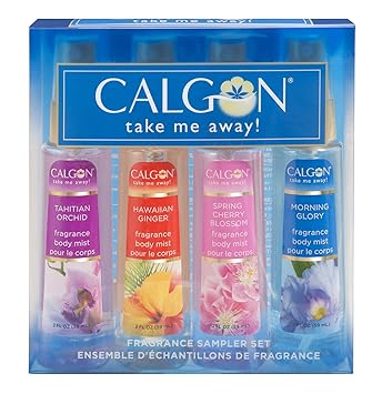 Amazon Com Calgon Take Me Away 4 Pc Gift Set Refreshing Body Mist 2 0 Oz Of Spring Cherry Blossom Hawaiian Ginger Morning Glory Tahitian Orchid For Women By 2 Fl Oz