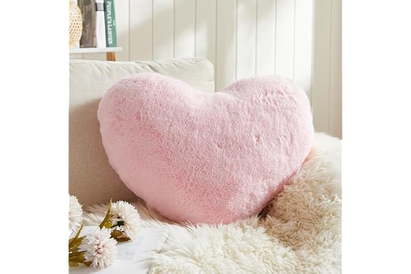 EastTree Heart Pillows for Valentine's Day, Light Pink Heart Shaped Pillows, Ultra Soft Small Cute Fluffy Pillows, Love Throw