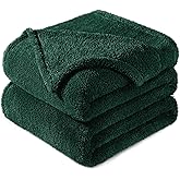 Exclusivo Mezcla King Size Blanket for Bed, Super Soft Velvet Plush Fleece Blankets, Fuzzy Cozy and Warm for Winter, 90x104 Inches, Forest Green