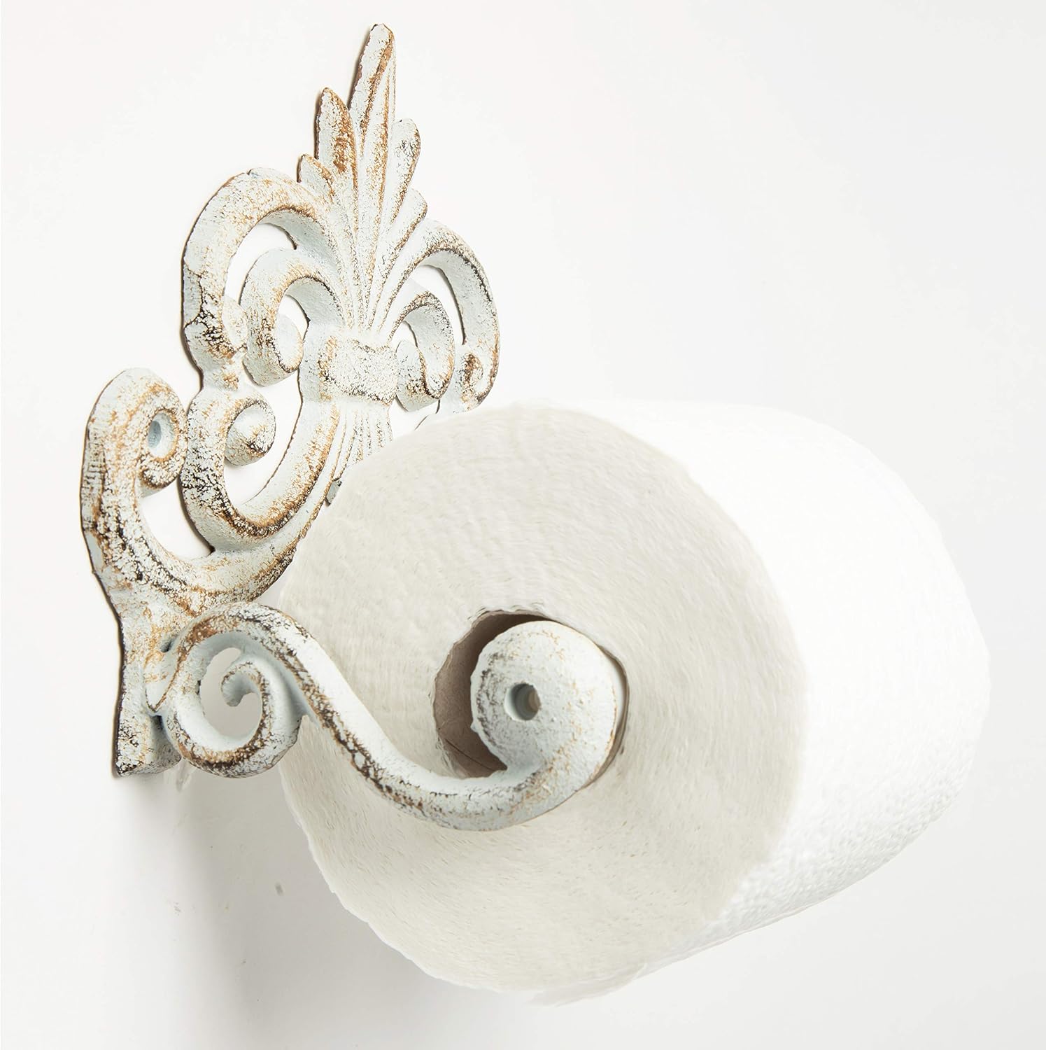 Fleur De Lis Cast Iron Toilet Paper Roll holder, Cast Iron Wall Mounted Toilet Tissue Holder, European Vintage Design - Image 4