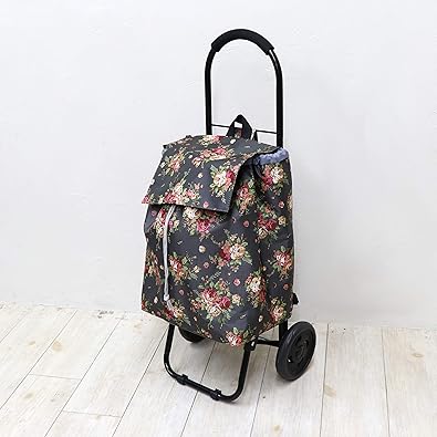 Amazon Co Jp グッシオ 3way ショッピングカート お買い物カート キャリー 折りたたみ リュック バックパック 保冷 保温 撥水 ナイロン 軽量 ダークグレー 花柄 シューズ バッグ