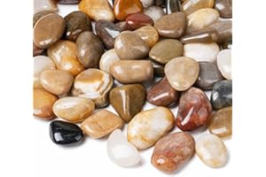 Rahato 15 lbs River Rocks, 1-1/2 inch Plant Rocks for Pots Indoor, Decorative Garden Rocks Outdoor Landscaping, Polished Natural Stone for Walkways, Yard, Vases, Crafts