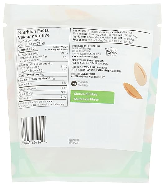 365 BY WHOLE FOODS MARKET, BLANCHED AND SLIVERED ALMONDS, 8 OZ