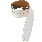 Levy's Leathers 3.5" Genuine Garment Leather Bass Guitar Strap with Foam Padding and Suede Backing, White (M4GF-WHT)
