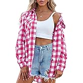 Zeagoo Womens Plaid Shirt Flannel Shirt Roll up Sleeve Top Casual Button Down Blouse