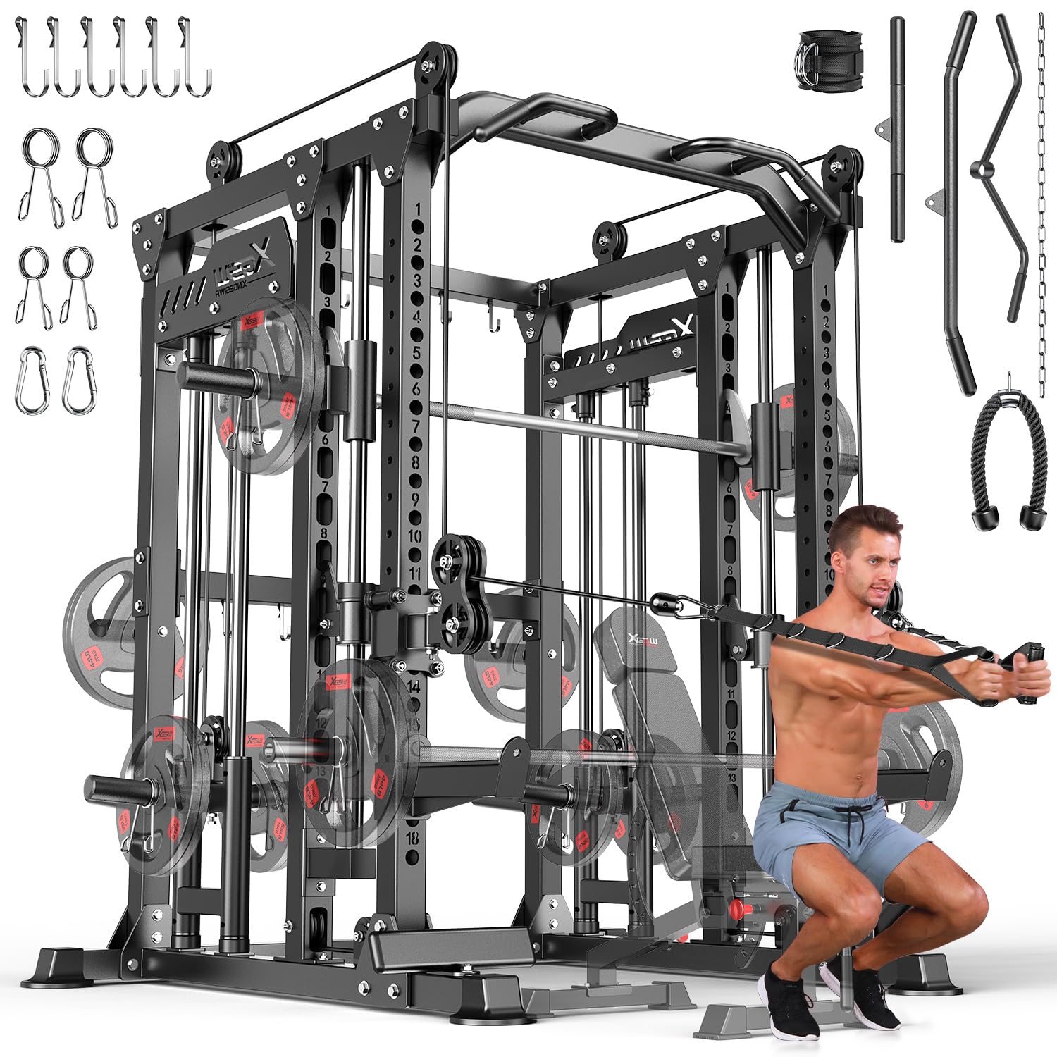 Photo 1 of *****parts only****** 2boxes ****L04 This Smith Machine is Designed to Target Different Muscle Groups,with Cable Crossover System,for Home Gym (L04, Black-Power Cage) SET 2/2