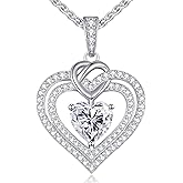 OOBEE Valentines Day Gift Moissanite Heart Necklaces for Women, 1- 4 Carat Moissanite 925 Sterling Silver 14K Gold Plated Pendant Necklace, Ideal Anniversary Birthday Christmas Mothers Day Jewelry Gifts for Mom Wife Her Girlfriend Daughter