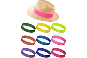 Yahenda 9 Pcs Stretchable Hat Band Ribbon Panama Western Cowboy Hat Bands Costume Headwear for Women Men