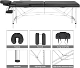 Yaheetech Portable Massage Bed 60cm Black Adjustable Height 2 Section view 9
