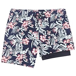 Biwisy Mens Swim Trunks with Compression Liner