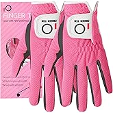 FINGER TEN Womens Golf Glove Right Handed Golfer Left Hand Rain Grip Hot Wet All Weather Value 2 Pack, Golf Gloves Breathable Flexible for Ladies Women