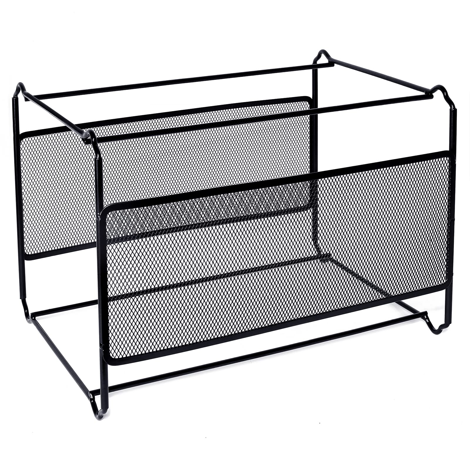 Hotyin A4 Suspension File Frame, Metal Hanging File Folder Organiser - Easy to Assemble - Suspension File Frame for Home Office Storage and Organization (Black)