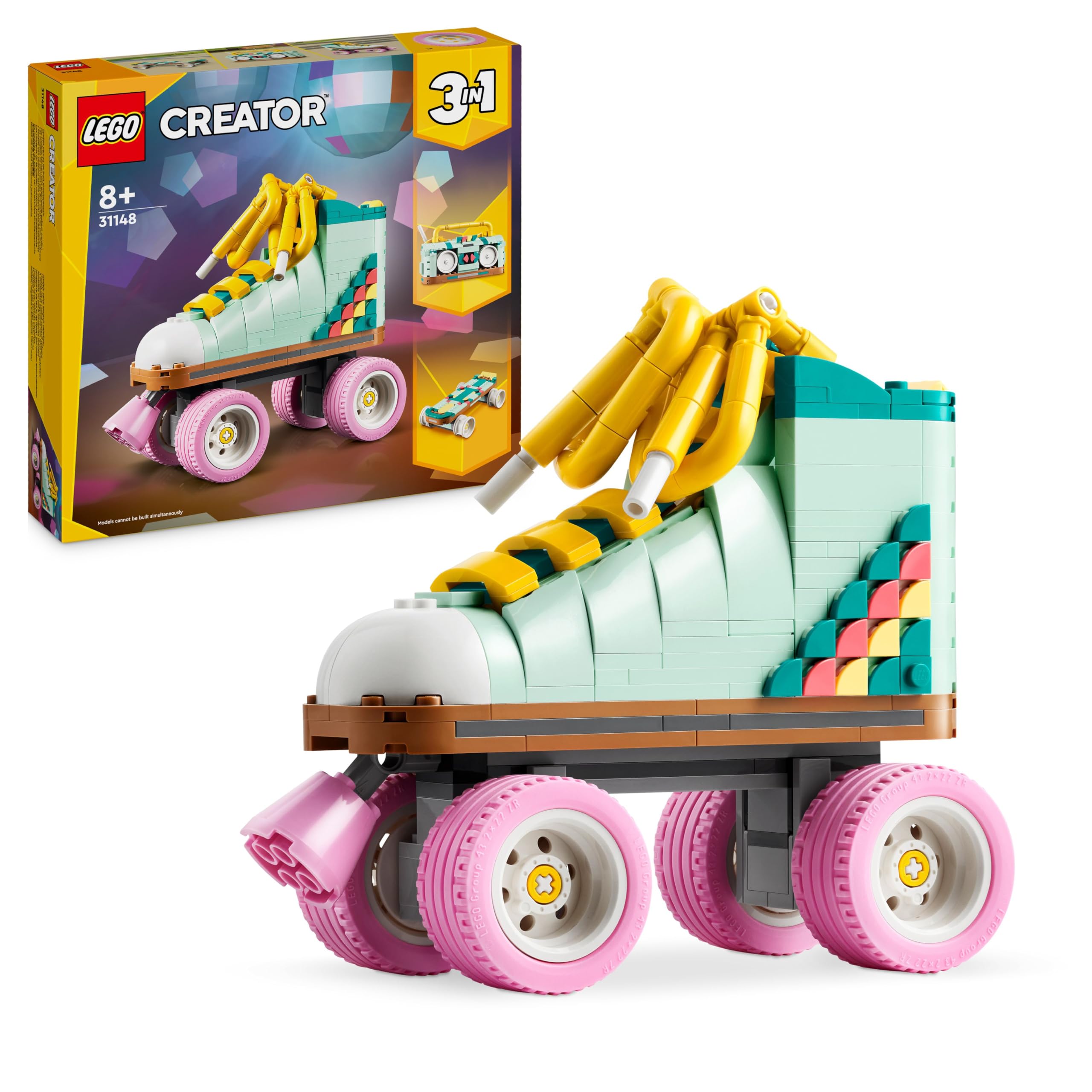 LEGO Creator 3in1 Retro Roller Skate Toy - Transforms into a Mini Skateboard or Boom Box Radio, Creative Gift for 8+ Year Old Girls & Boys - 31148 — image 1