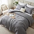 CozyLux Twin/Twin XL Comforter Set Dorm Bedding - 2 Pieces Grey Twin Extra Long Soft Luxury Cationic Dyeing Comforter for College, Gray Breathable Bed Sets with 1 Comforter and 1 Pillow Sham