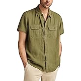 Lucky Brand Mens Short Sleeve Double Weave Utility Shirt