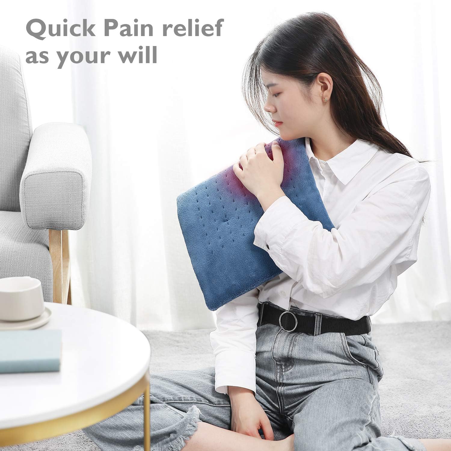 Heating Pad for Back Pain, Neck and Shoulders and Cramps Relief, Large 12" x 24" Size Ultra-Soft and 3 Heat Settings with Auto Shut Off, Moist & Dry Heat Therapy and Fast Heating: Health & Personal Care