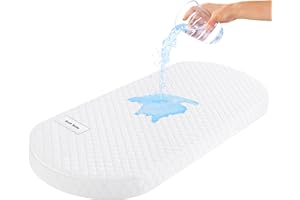 Pro Goleem Baby Bassinet Mattress Pad, Breathable Waterproof Soft Cover Gel Memory Foam, Oval 30"x15" Dual Side Cradle Mattress