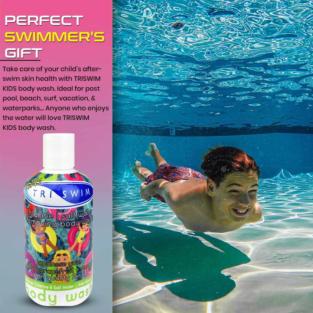 TRISWIM Chlorine Removal Body Wash 8.5oz | Removes Chlorine, Bromine, Hard Water Minerals & Saltwater | Hydrates & Restores Skin | Zen Lime + Mango Scent