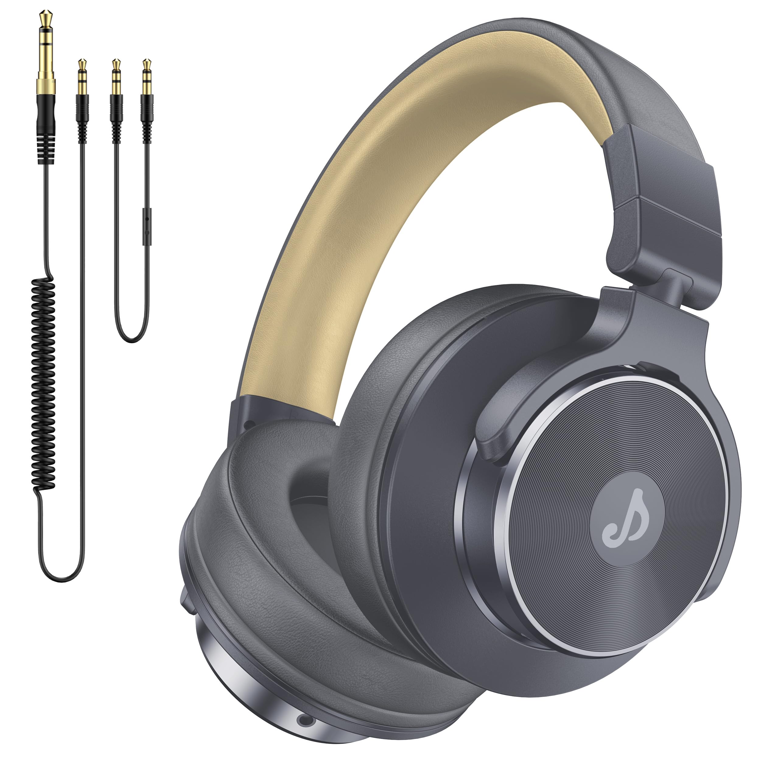 Rumoon Wired Over Ear Headphones, Studio Monitor & Mixing DJ Headphones with 50mm Neodymium Drivers and 1/4 to 3.5mm Jack for Guitar AMP Podcast Piano Keyboard (Gray) Image