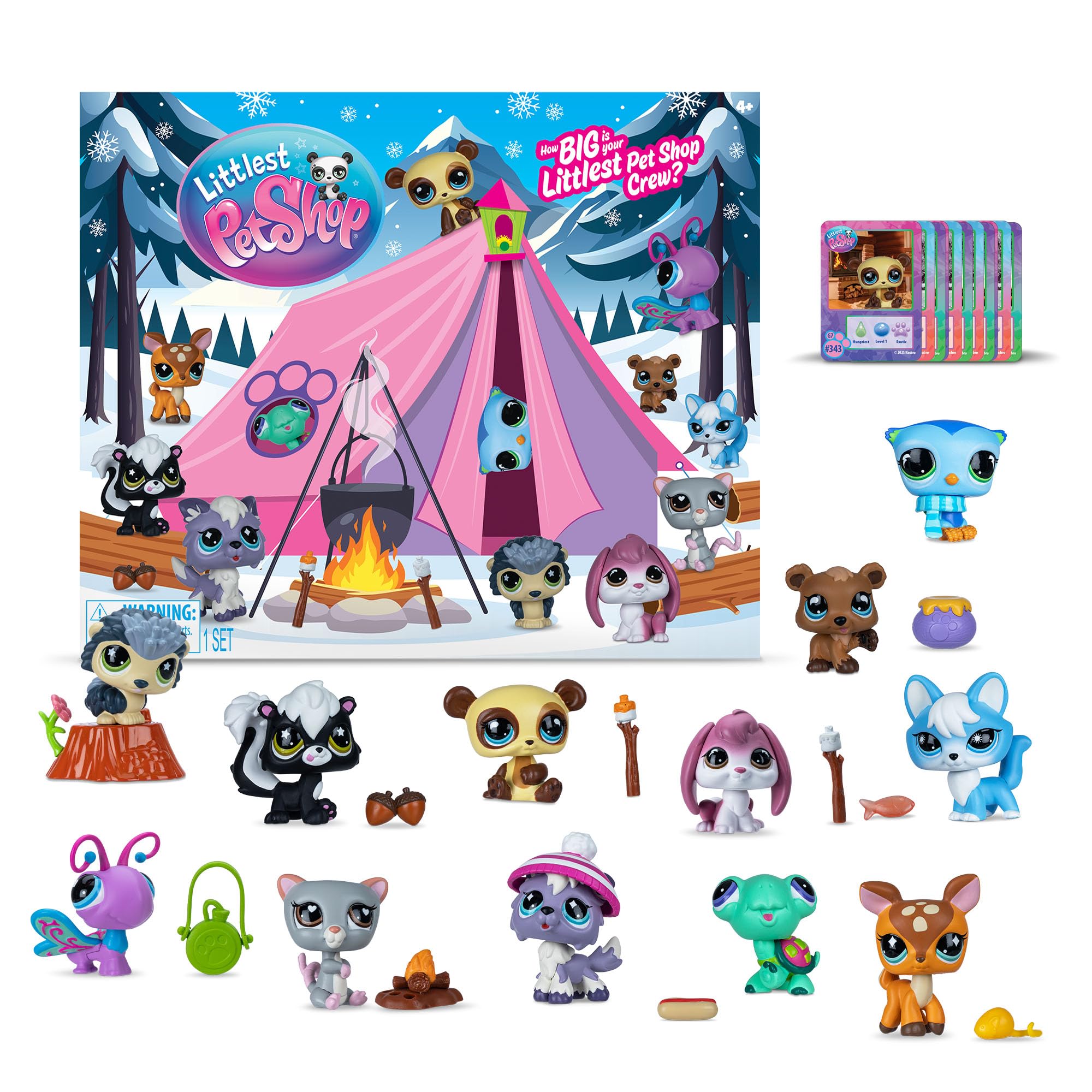 Littlest Pet Shop Cozy Campfire Play Pack - Series 4 - Gen 7 Authentic LPS Bobble Head Toy Figure, Collectible Toy Animal, Ages 4+