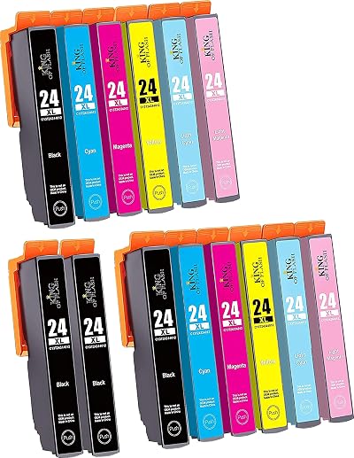 King of Flash 24XL Compatible Ink Cartridges for Epson XP XP-970 XP-950 XP-860