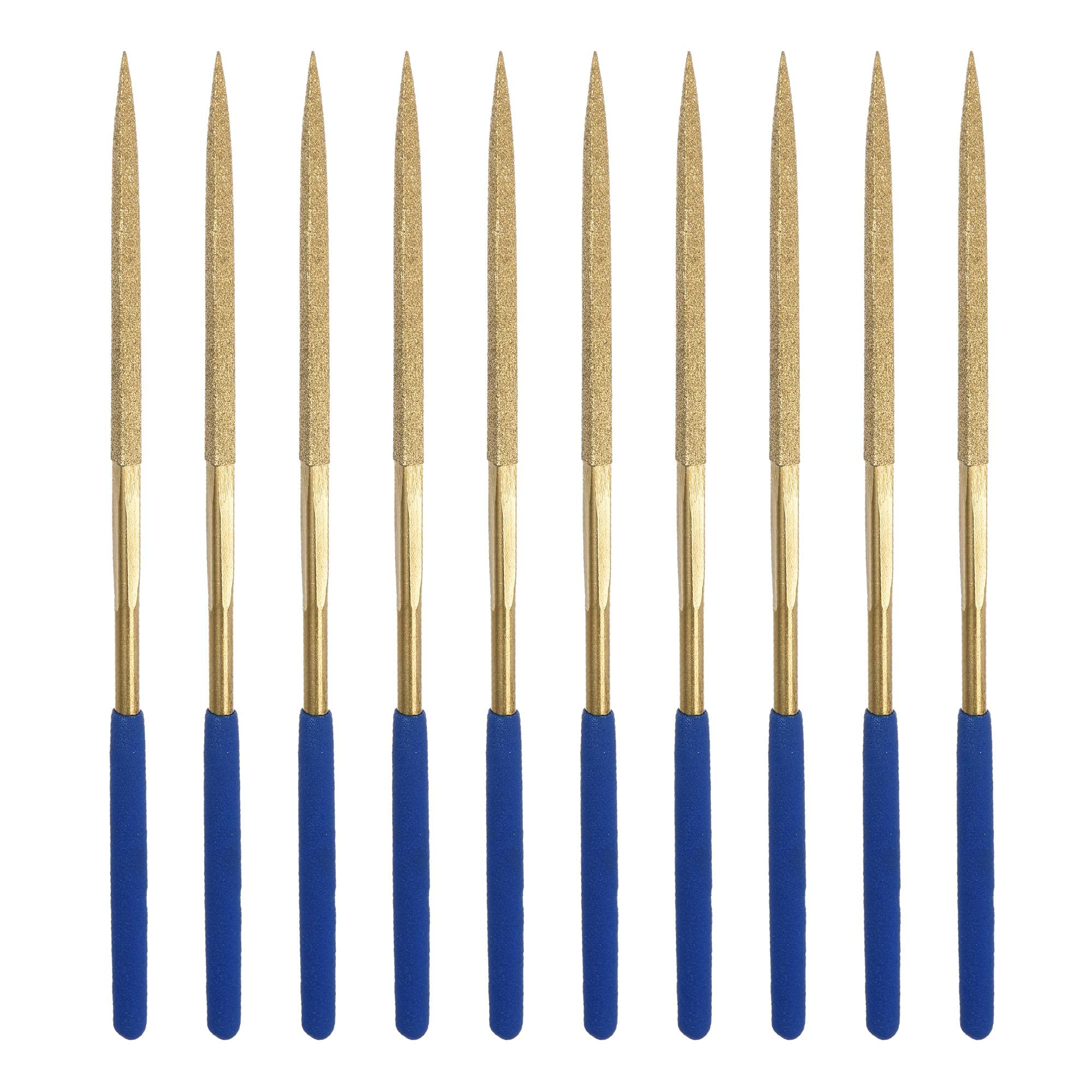 sourcing map Diamond Needle File Set 5mm x 180mm, Square Files Titanium Coated Tools for Metal Wood Stone Glass, 10pcs