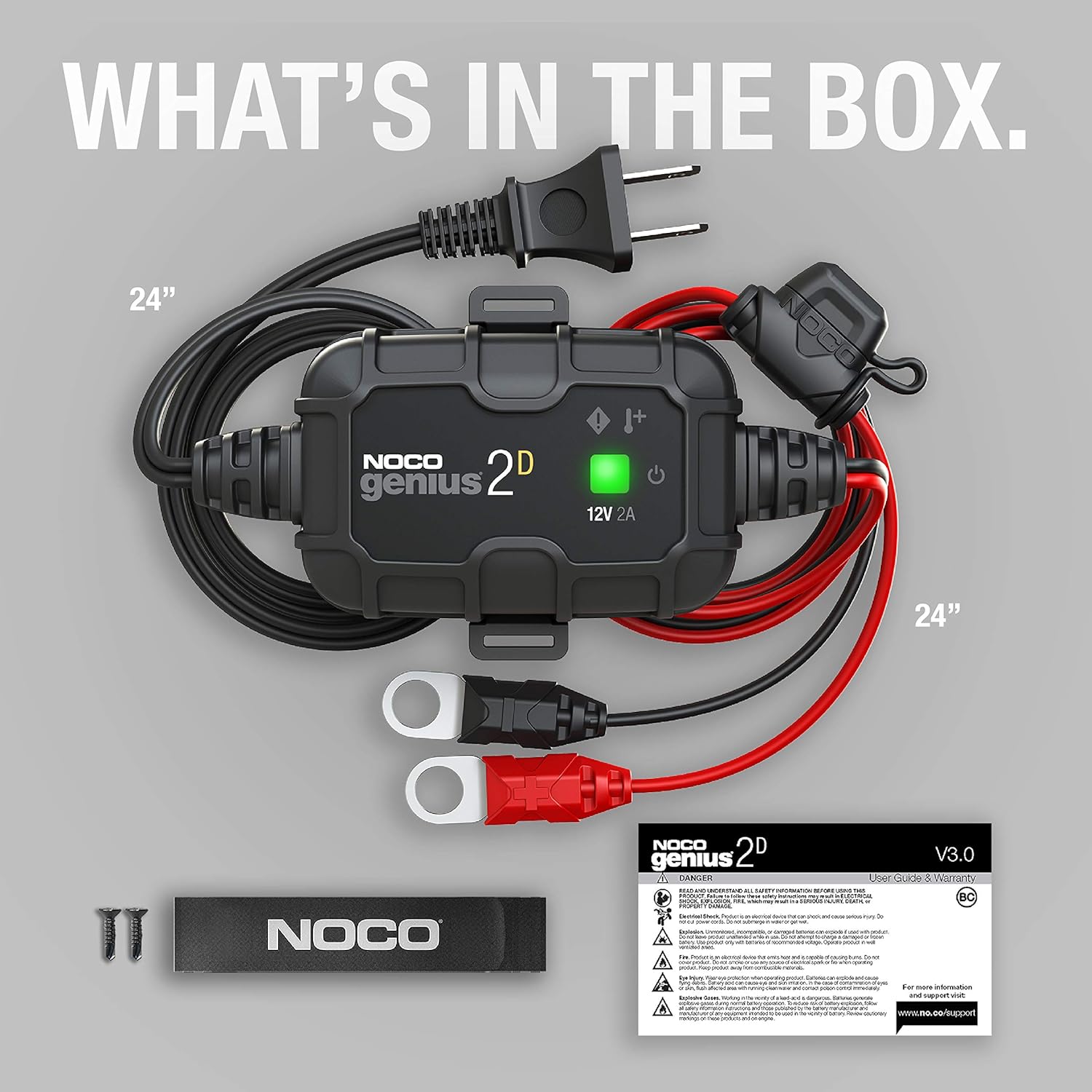 NOCO GENIUS2D, 2-Amp Direct-Mount Onboard Charger, 12V Battery Charger, Battery Maintainer, Trickle Charger, and Battery Desulfator with Temperature Compensation: Automotive
