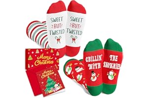 HAPPYPOP Christmas Socks for Kids - Knee High Socks, Holiday Gifts for Boys Girls with Card