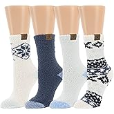 BEARPAW 4 Pair Pack Cozy Super Soft Lounge Socks Multi Pattern Crew Socks