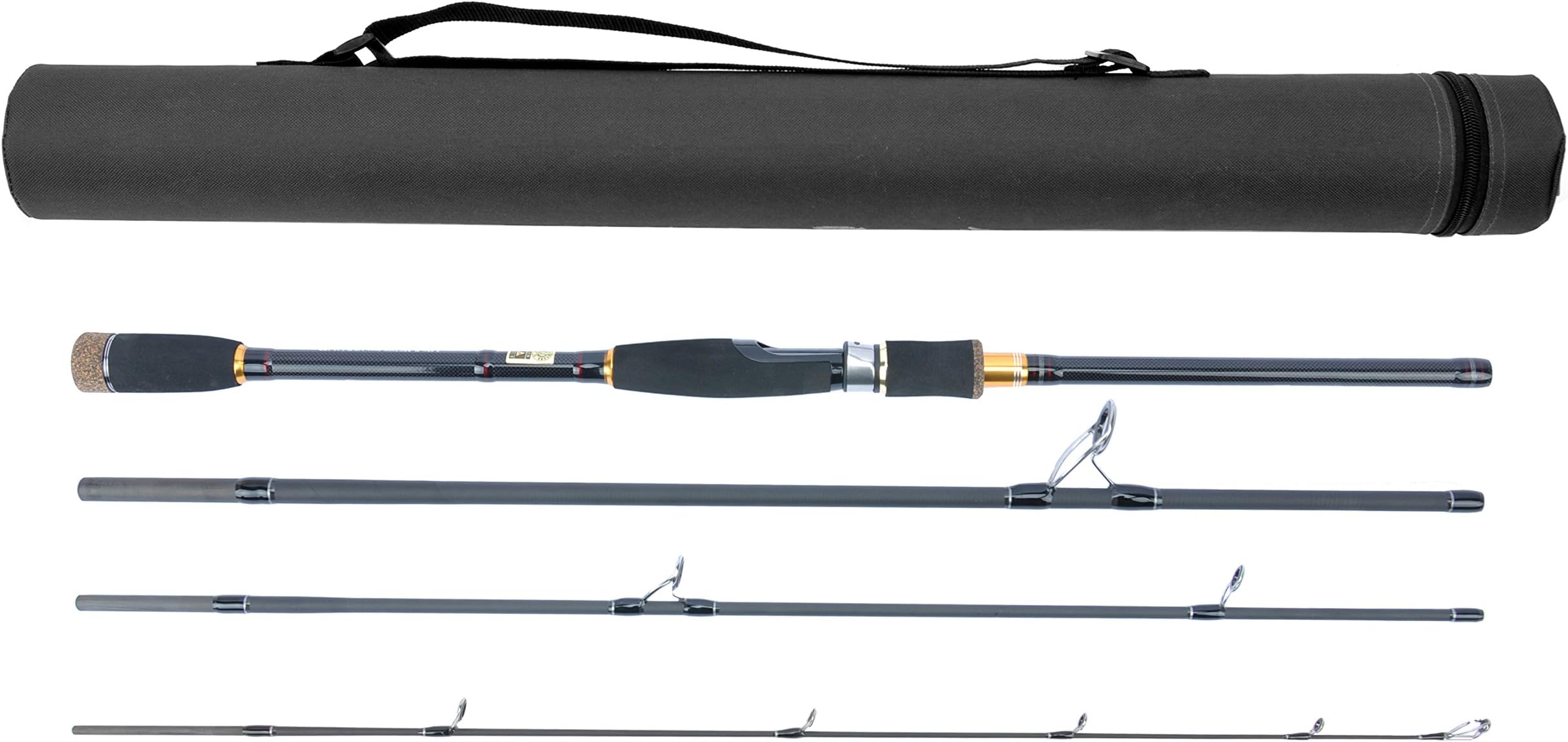 JEKOSEN Portable Travel Casting/Spinning Bass Fishing Rods with Tube Case,Lightweight Carbon Fiber Fishing Pole,Salt/Fresh Water,Medium Power,Smooth Guides&Durable Reel Seats,5.9ft-8.9ft