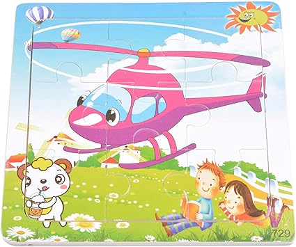 Tiny Souls Wooden Puzzle Purple Helicopter