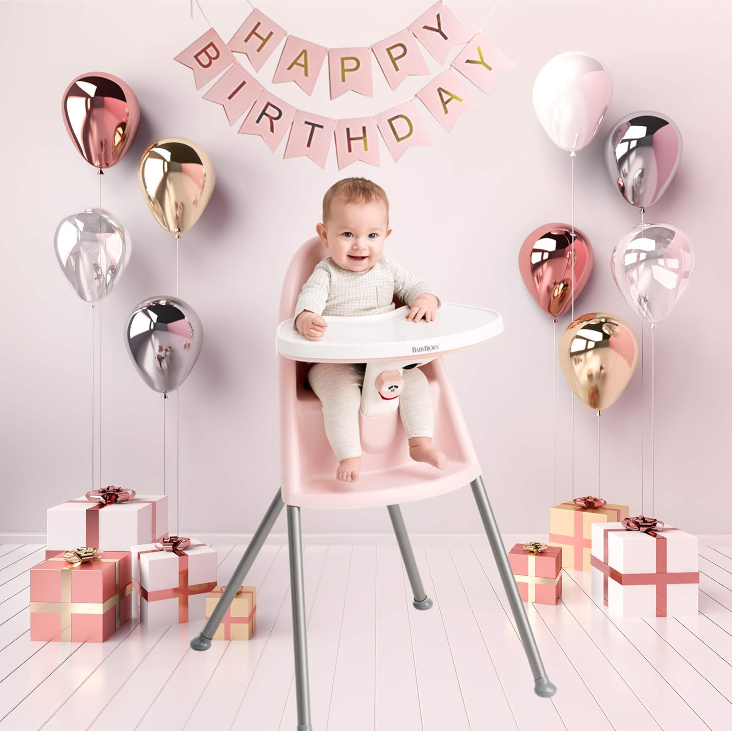 Amazon Com Happy Birthday Banner Gold And Pink Or Gold And White