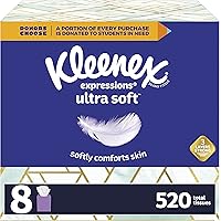 Kleenex Expressions Ultra Soft Facial Tissues, 8 Cube Boxes, 65 Tissues per Box (520 Total Tissues)
