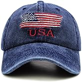 Waldeal Washed American Flag Baseball Cap, Adjustable Dad Gift Hats for Men Women Fashion Trucker Cap Unisex