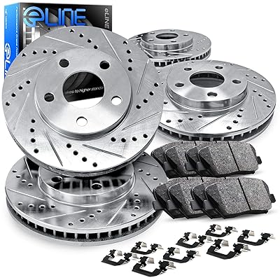 R1 Concepts® WGVH1-54098 - ELINE Series Drilled And Slotted Front Brake Kit With Performance Off-Road/Tow Brake Pads - View #8