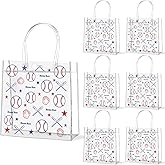 Lonfliness 24Pcs Baseball Clear PVC Gift Bags With Handles Bulk Sport Theme Goodie Treat Candy Bags Baseball Team Present Wrap Tote Bag for Boys Birthday Party Favor Baby Shower Decorations Supplies