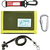 Rough Enough Boys Wallet for Teens Kids Nylon Twill Trifold with Neck Lanyard Keychain for Travel Camp Campus Classic Casual Army Green Yellow