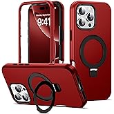 DuiDuiQ Compatible with iPhone 16 Pro Max Case 6.9''with Magnetic Ring Stand [Military Drop Protection][Compatible with Mag-Safe] Shockproof 16 Pro Max Phone Case for Men Wowen,Red 250923