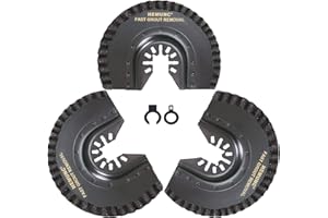 HEMUNC 3pcs Oscillating Tool Blades for Grout Removal Tile Mortar Concrete Masonry 1/8, Fit for Dewalt Milwukee Rockwell Bosch Dremel Ryobi Ridgid Multitool