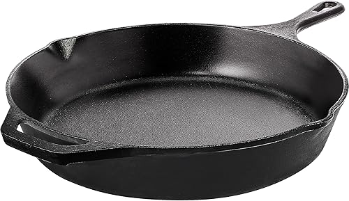 Cookware - Utopia Kitchen Cast Iron Skillets 12 Inch, Chef's Pan, Pre-Seasoned Frying Pan, Stovetop, Oven, Campfire and Grill Large Skillet, Even Heat Distribution Multipurpose Cast Iron Pan - Black